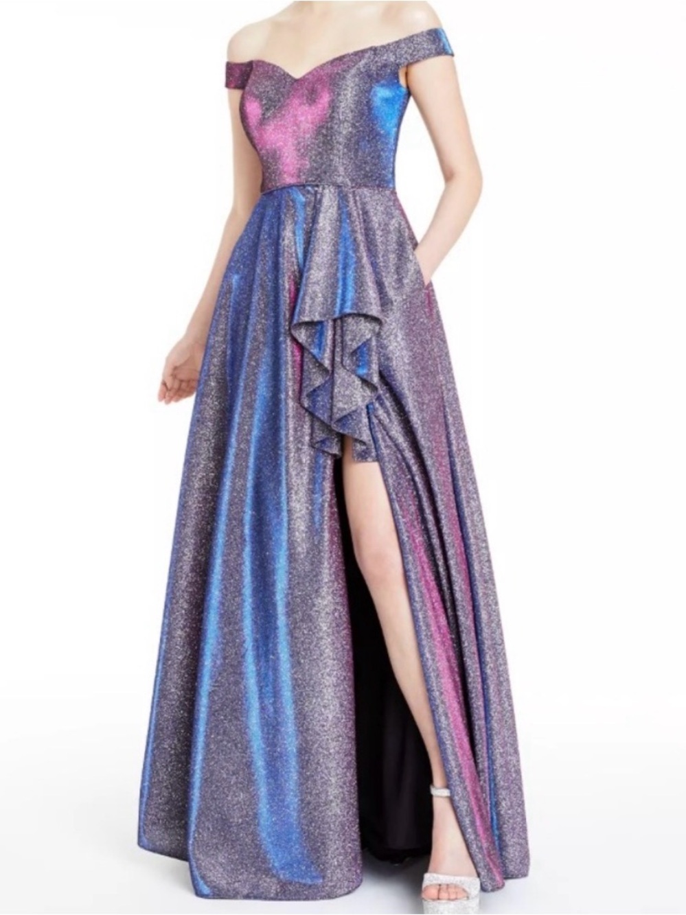 Nwt! Blonde Nites Stacy Sklar purple shimmer iridescent formal prom dress 1